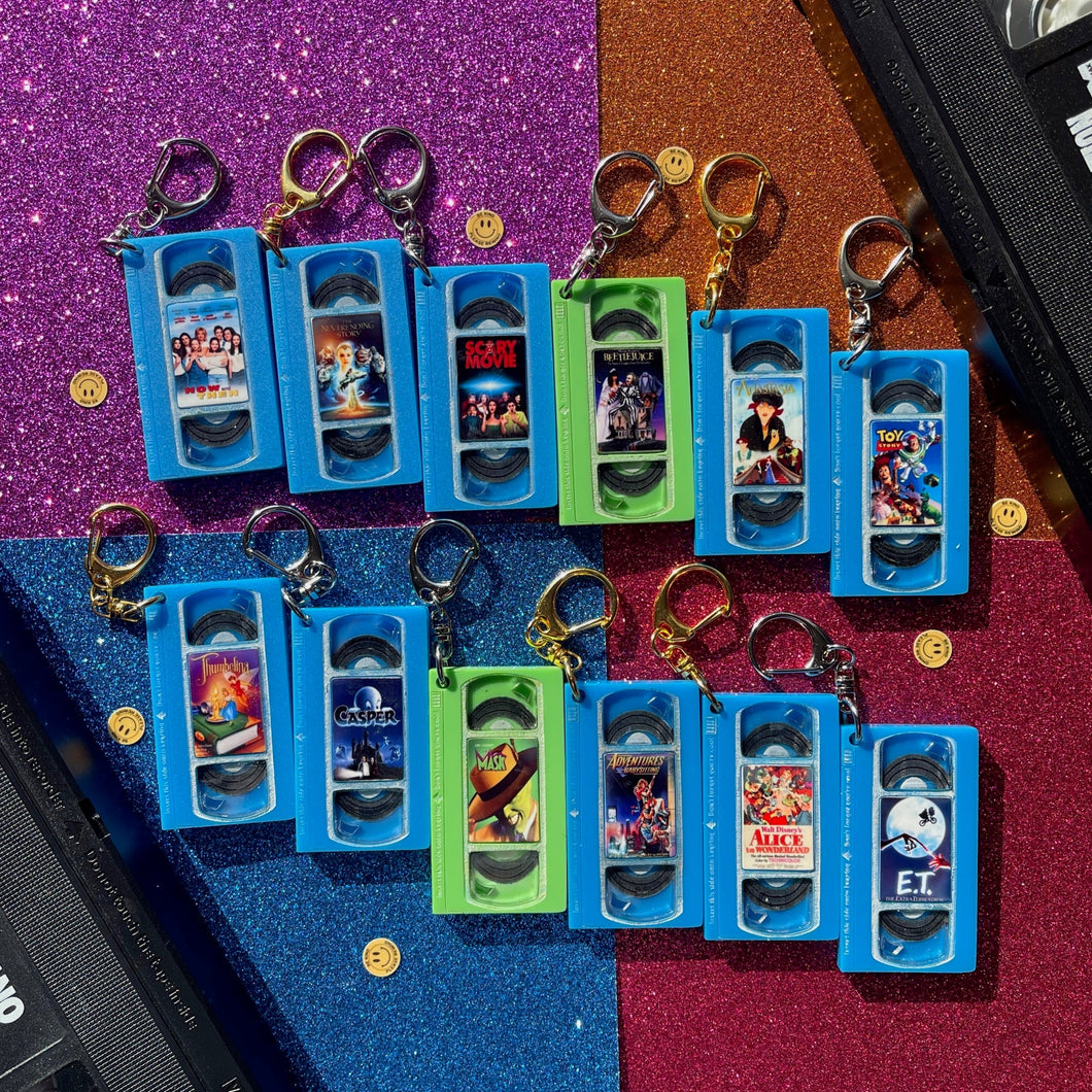 READY TO SHIP VHS KEYCHAIN - Blue/Green