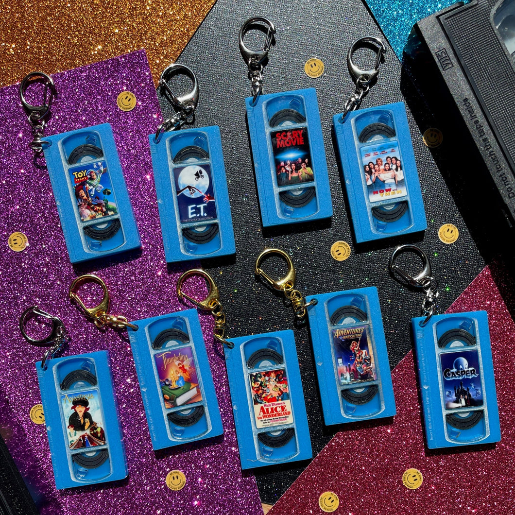 READY TO SHIP VHS KEYCHAIN - BLUE