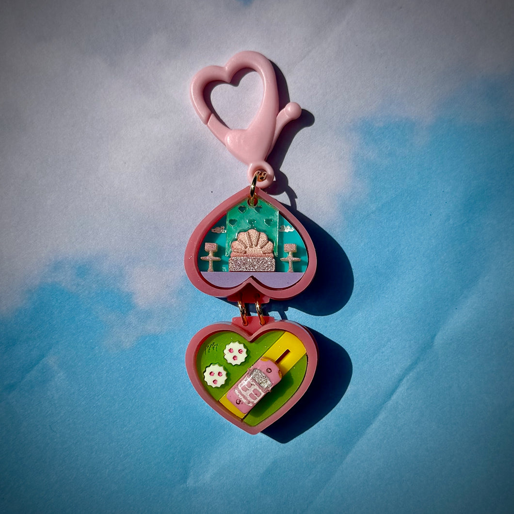 Mini Pink Heart Pocket World BAG CHARMS