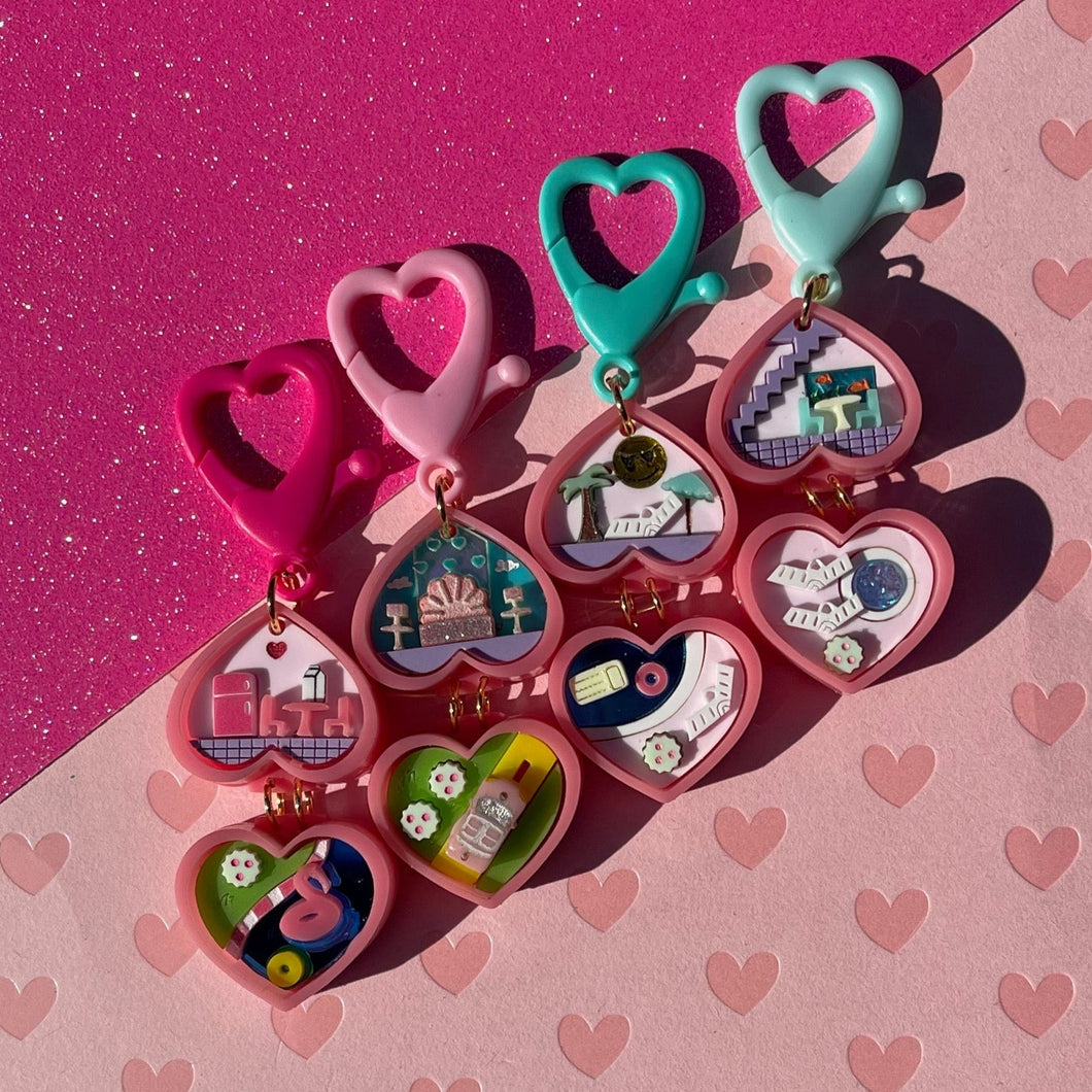 Mini Pink Heart Pocket World BAG CHARMS