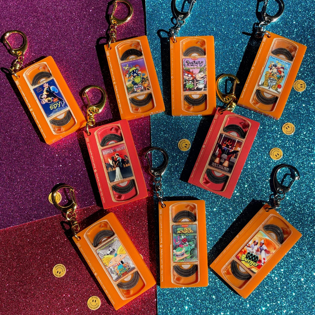 READY TO SHIP VHS KEYCHAIN - ORANGE & WATERMELON