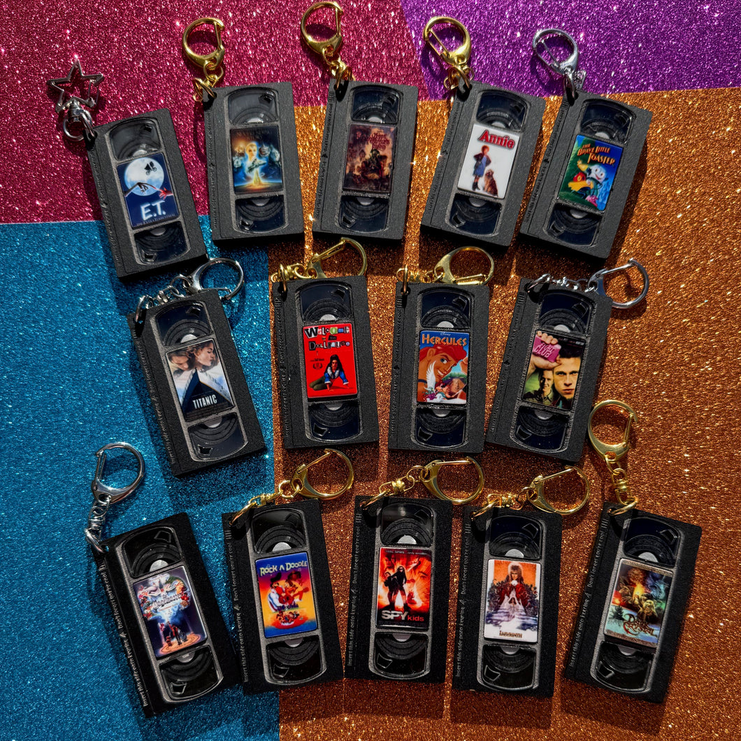 READY TO SHIP VHS KEYCHAIN - BLACK (Non-Horror)