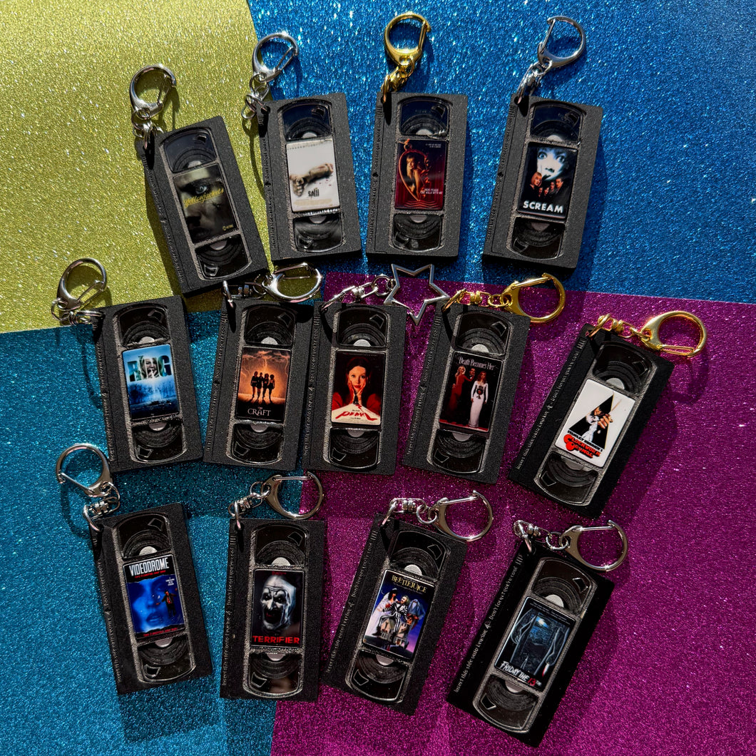 READY TO SHIP VHS KEYCHAIN - BLACK (Horror)