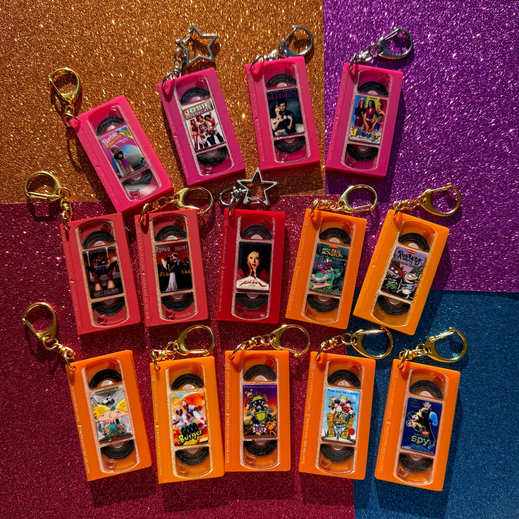 READY TO SHIP VHS KEYCHAIN - PINK, ORANGE, RED & WATERMELON
