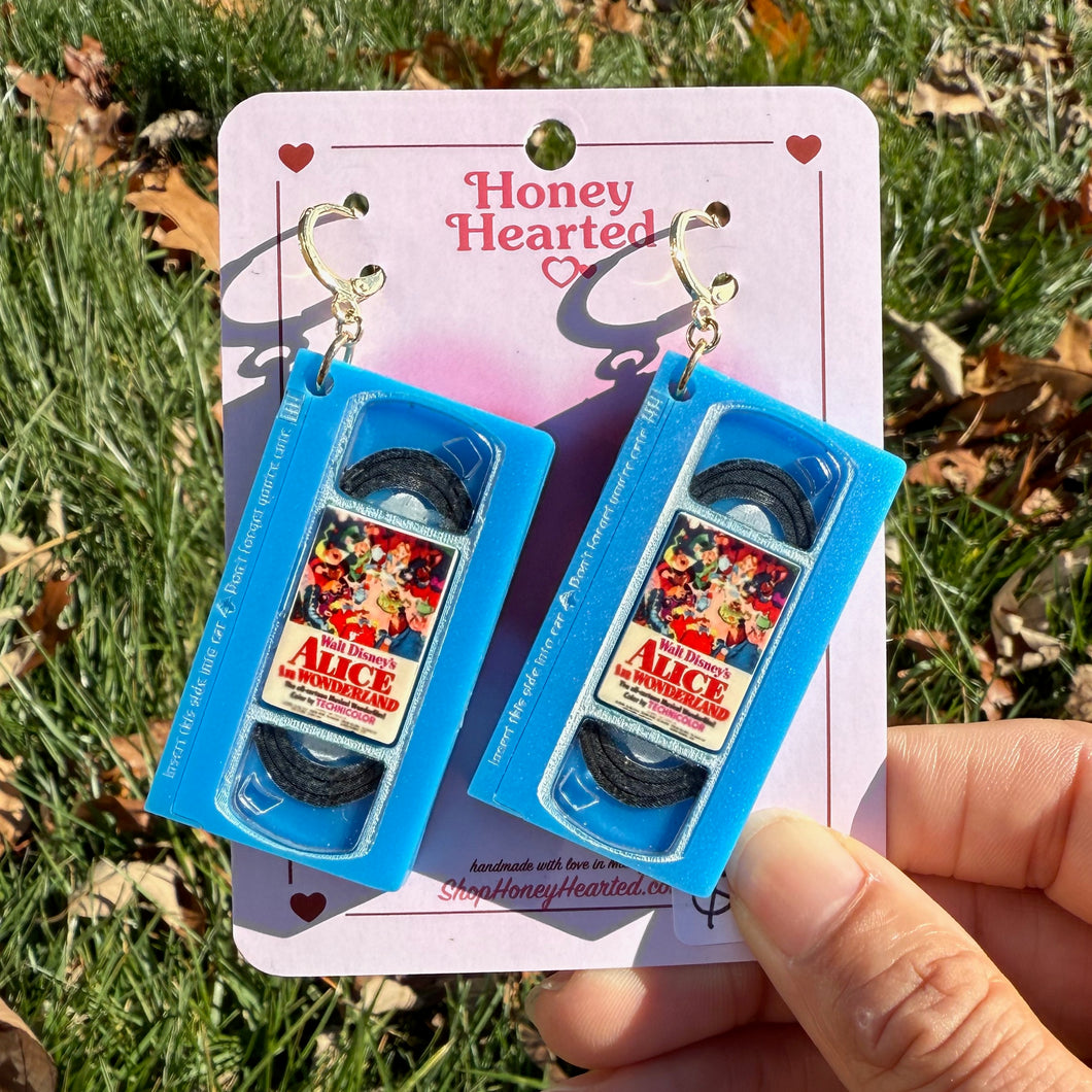SECONDS VHS earrings - Alice in Wonderland BLUE
